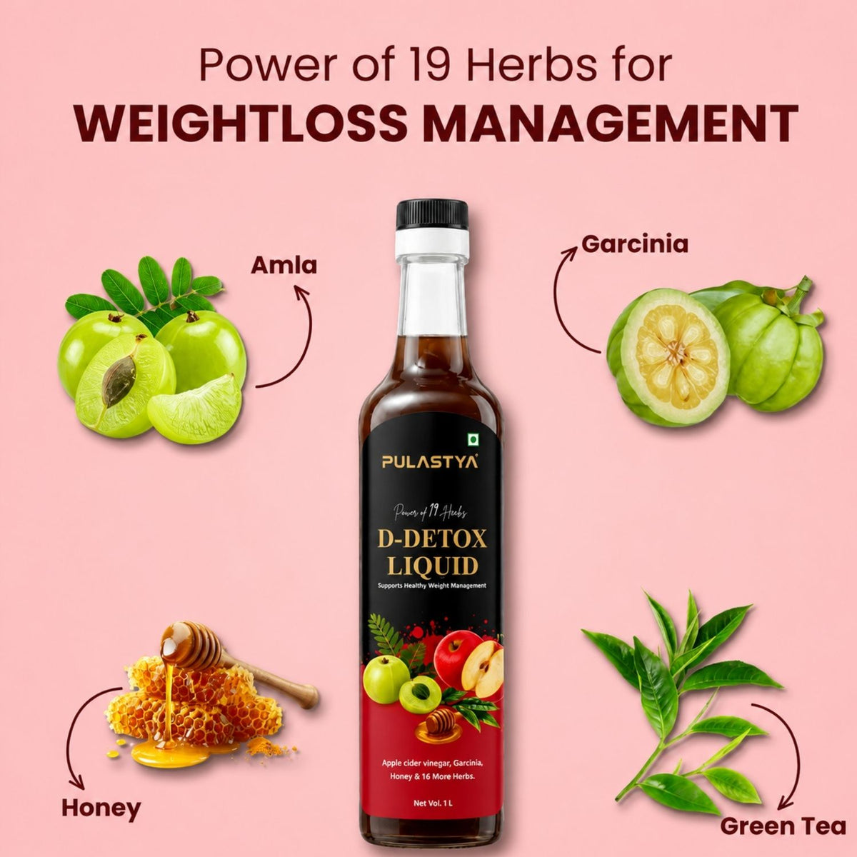 Pulastya D DETOX Juice | Helps in Weight Management | 1L