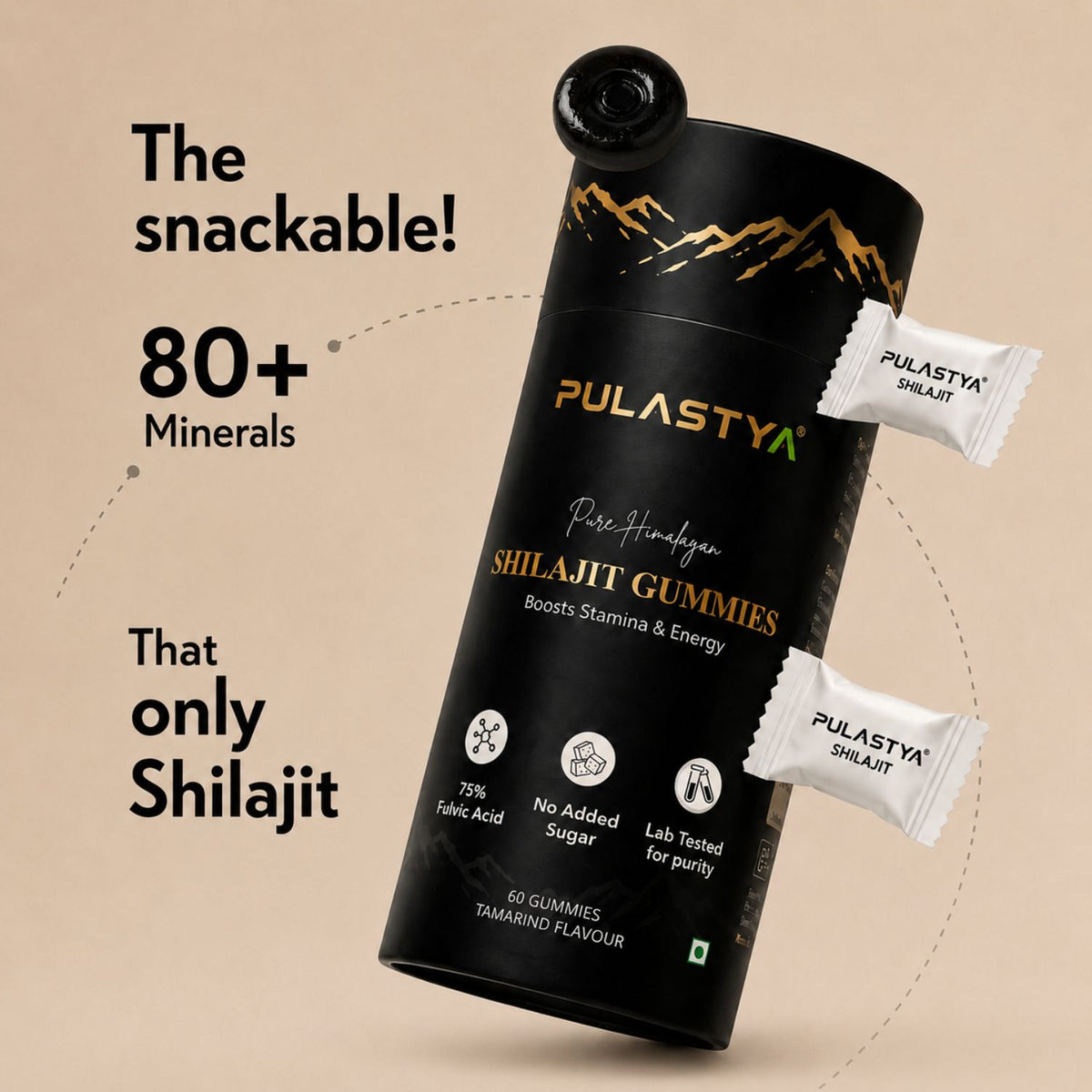 Pulastya Shilajit Gummies | 250mg Pure Shilajit Extract | Supports Energy, Strength & Vitality